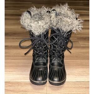 Sorel Women’s 9 Black Tofino II Winter Faux Fur Snow Boots Quilted Waterproof